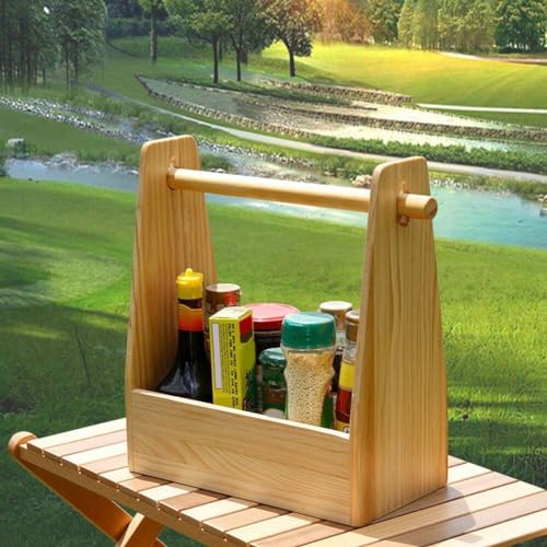 Panier d'assaisonnement de camping en bois pour pique-nique réussi