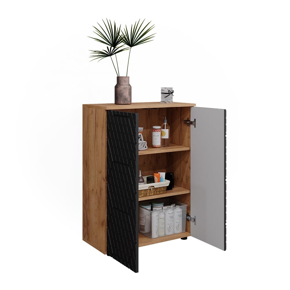 Vicco Mobile midi Irma, Antracite con struttura a nido d'ape, 60 x 81 cm, per la conservazione in bagno e abbinabile alla serie Irma