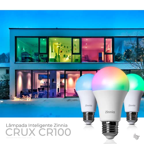 Smart Lâmpada Wi-Fi Zinnia Casa Inteligente, Iluminação Branca Crux CR100, Wi-Fi, RGB, ZNS-ZNCR10W-R