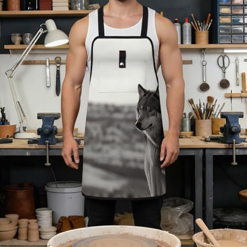 Delantal de Trabajo Con 8 Bolsillos Ajustable para Hombre y Mujer Negro miniatura 4