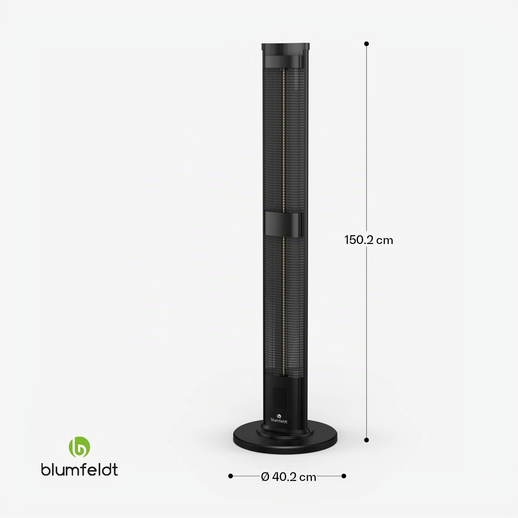 Blumfeldt BlazeTower radiateur infrarouge - 3000 W, chaleur réglable, IP45, protection anti basculement, télécommande & minuterie 24H - idéal pour terrasse & jardin