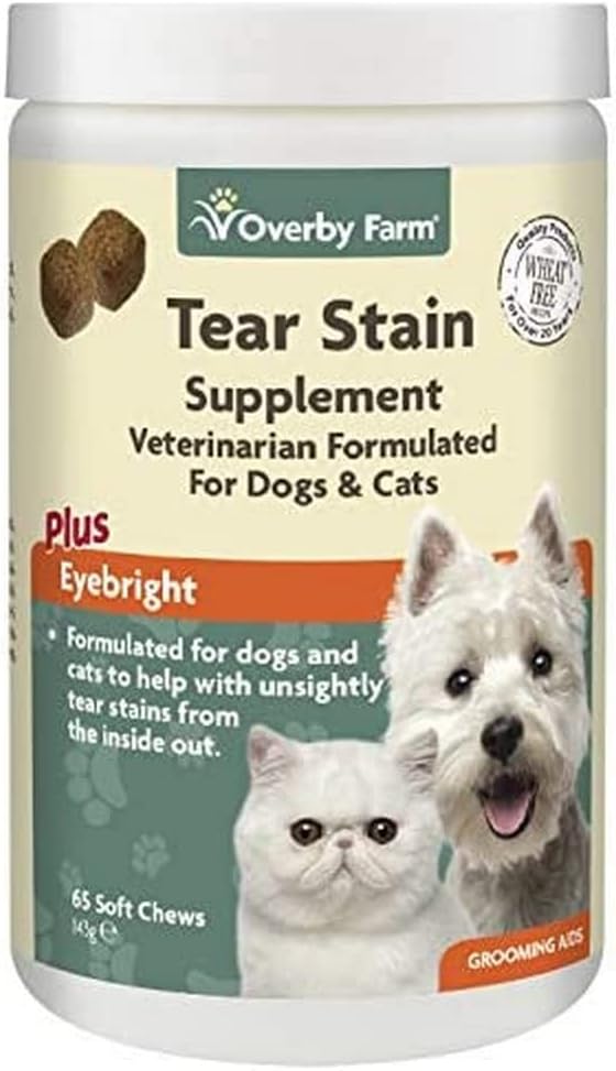 Overby Farm Tear Stain Supplement Soft Chews for Cats and Dogs, 65-Piece, 143 g