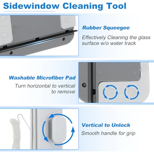 TUCKBOLD Magnetic Windshield Cleaner Tool, Double-Sided Window Cleaner Tool, Magnetic Glass Wiper for Car/High Rise/Windshield/Sidewindow/Sliding Door Glass Thickness 3-10mm/0.12-0.4inch