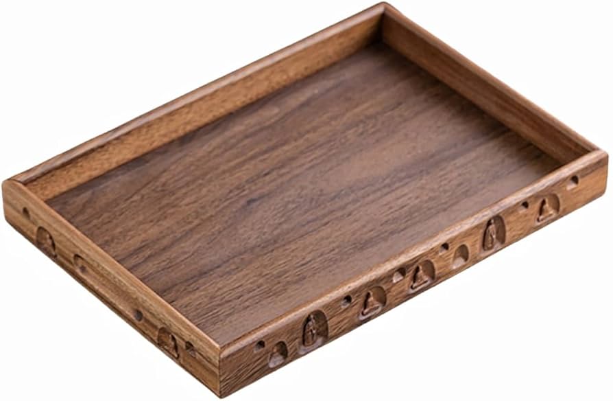 Amazon｜Eeeza お盆 トレイ 木製 トレイ おしゃれ 側面に仏像を細かく