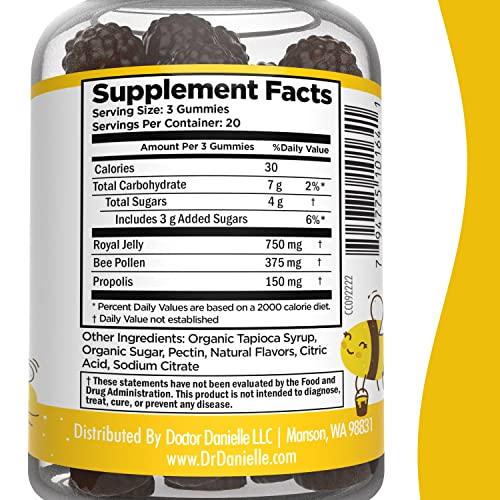 Doctor Danielle Bee Wise Gummies, Best Bee Pollen Supplement, Propolis, Royal Jelly, 60 Gummies - Image 5