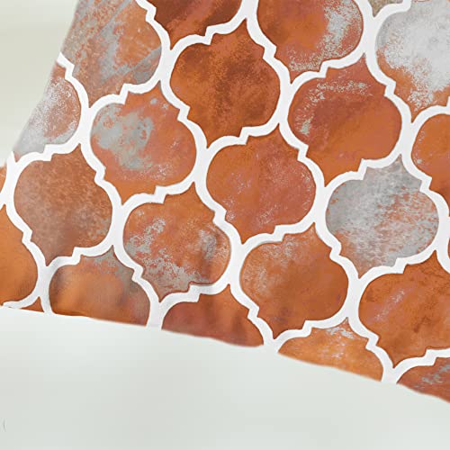 Calitime Throw Pillow Covers Pack Of 2 Cozy Colorful Geometric Trellis Chain Accents Manual Hand Painted Cushion Cases For Couch Bed Sofa Farmhouse Decorative 18 X 18 Inches Main Grey Rust Red #TOP6