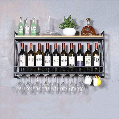 Soporte para botellas de vino de metal y madera, 60×20×52 cm miniatura 4