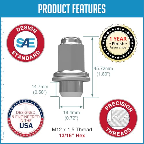 Image of Wheel Accessories Parts 40 Pcs M12x1.5 12x1.5 Thread OEM Factory Style Lug Nuts 1.8 inch Long Chrome 13 /16 inch 21mm Hex Fits Toyota Tacoma 4Runner ｜ Lexus GX460 ｜ 90084-94002 ｜ 611-212