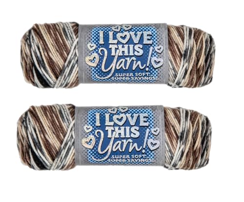 Image of Hobby Lobby Print I Love This Yarn, 520 Naturals Stripe, Set of 2 | 4 Medium Weight, 252 Yards Per Skien, For Crocheting & Knitting
