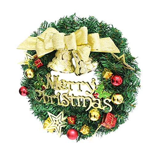 Couronne de Noël pour porte d'entrée YZCIS artificielle avec nœud élégant