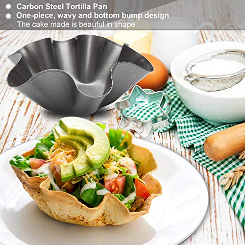 Aybloom Tortilla Pan Set - 6Pcs Non-Stick Carbon Steel Taco Salad Bowl Makers Tortilla Shell Pans (Black) #TOP5