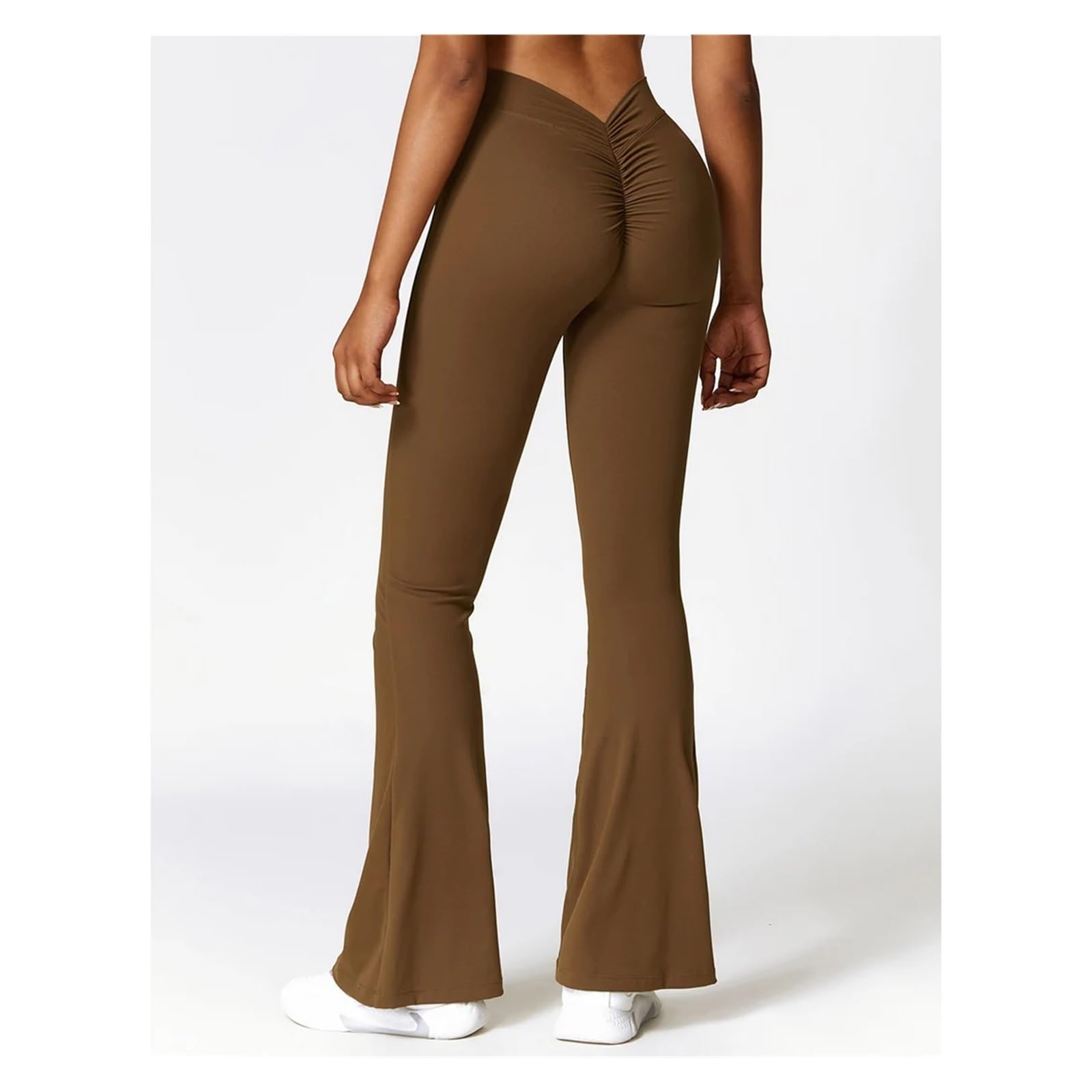 Pantalones De Yoga Acampanados con Realce Cadera, Pierna Ancha Y Trasero Fruncido, Cintura Alta para Yoga Fitness