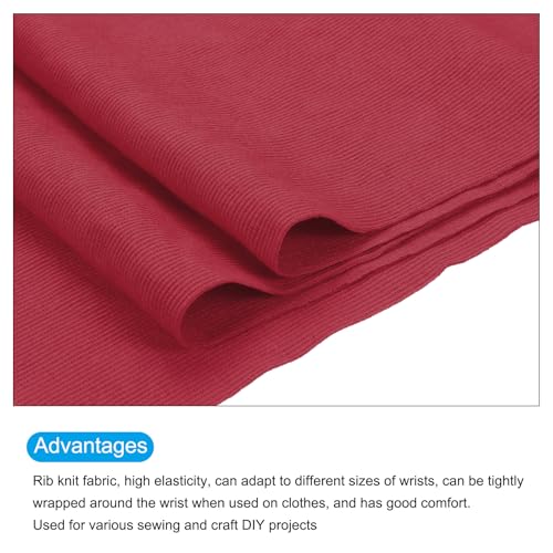 Image of MECCANIXITY 39 inch Elastic Cuffs Ribbed Trims Cotton Fabric Knit Rib Stretch Tape Cuff Sleeve Waistband for Sewing, 12 inch Wide Wine Red