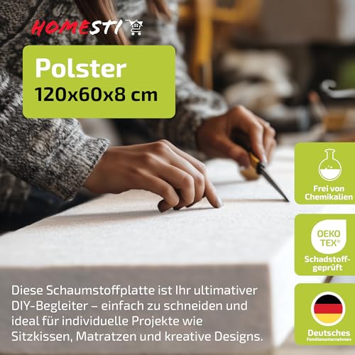 Plaque mousse 120x60x8 cm Oeko-Tex, homesti