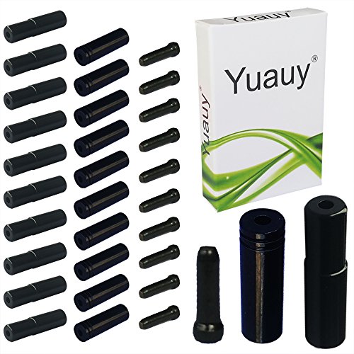 Yuauy (Total 30 PCS 10 PCs 5mm Black Alloy Road Mountain Bicycle Bike Brake Cable Tips Caps End Crimp + 10 PCs 4mm Shift Derailleur Cable Tips End + 10 PCs Cable End Crimps