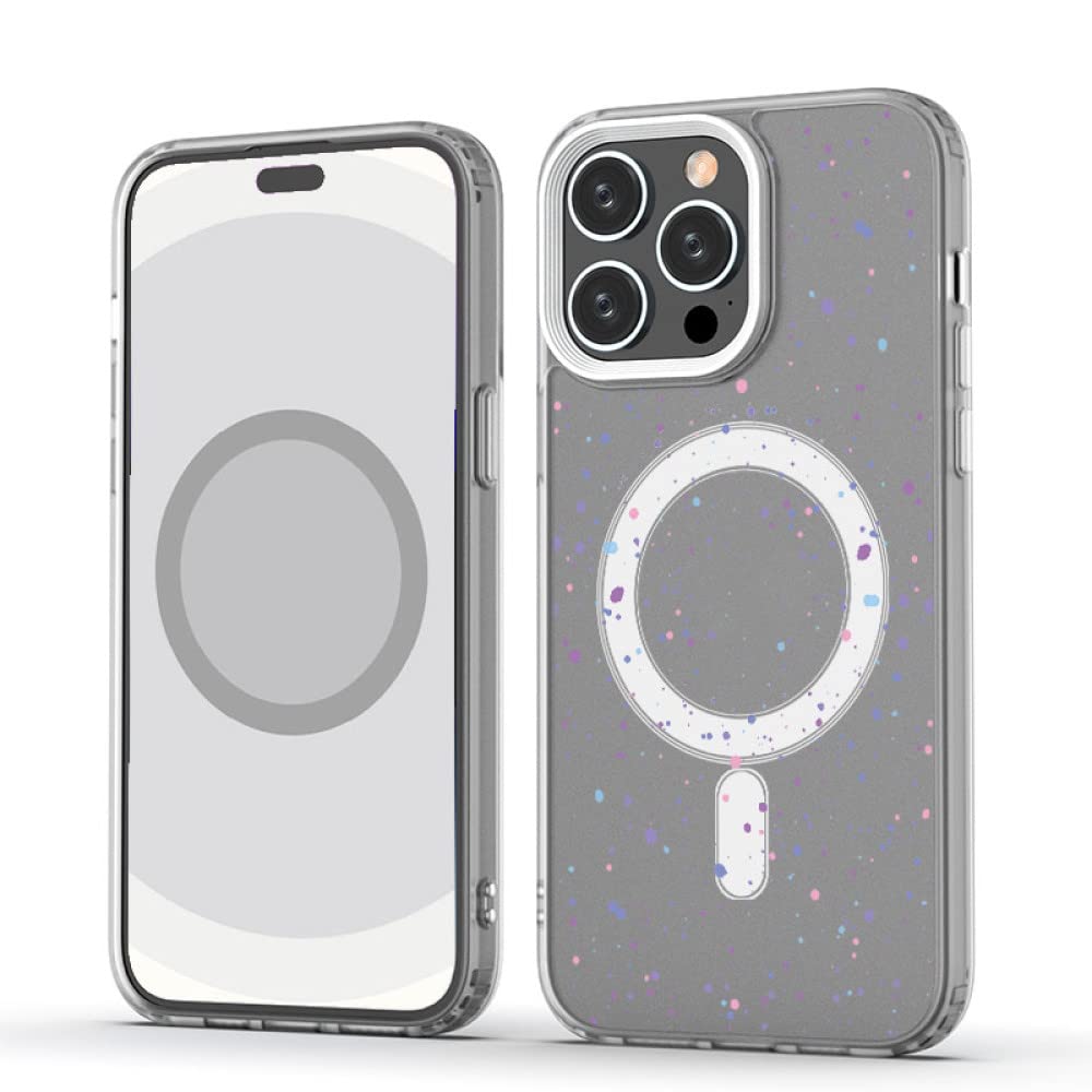 Coque magnétique iPhone 14 13 12 transparent blanc givré