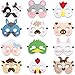 BLUE PANDA 12 Pack Animal Masks for Kids, Farm Birthday Party Supplies (Felt, 7