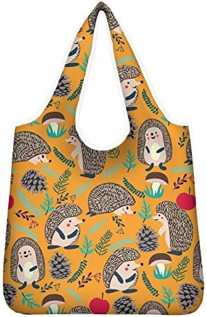 Jeiento Reusable Grocery Bag Foldable Linen Tote Bags Eco-friendly Shoulder Bags Polyester Shopping Totes