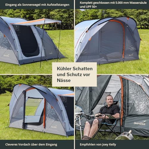 Miniatura 4 de Skandika Egersund 5 7 Personas Tienda De Campaña Con Sin Tecnología Sleeper, Suelo De Tienda Cosido, Cabina De Dormir Negra Nocturna, 2 M De Altura, Impermeable 5 Personas