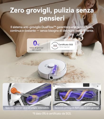 NARWAL Freo Z10 Pro Robot Aspirapolvere Lavapavimenti, 18500Pa, CarpetFocus2.0, DualFlow2.0 Anti-groviglio di Peli, Mop Estensibile, Navigazione Radar LDS, Acqua Calda a 75℃, Autopulizia e Asciugatura - Immagine 5