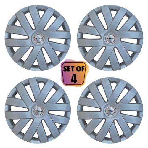 Image of PRIGAN Wheel Cover for Punto 15 Inch Silver Wheel Cap (Available in 15 Inch) (Set of 4 Pcs) (Press Fitting) Model- Polo Silver-15