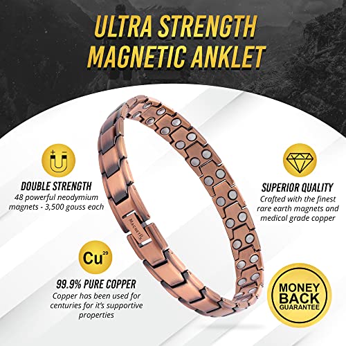 Image of MagnetRX Womens Magnetic Ankle Bracelet - Ultra Strength Magnetic Anklets with 34 Magnets - Titanium Ankle Bracelets for Women