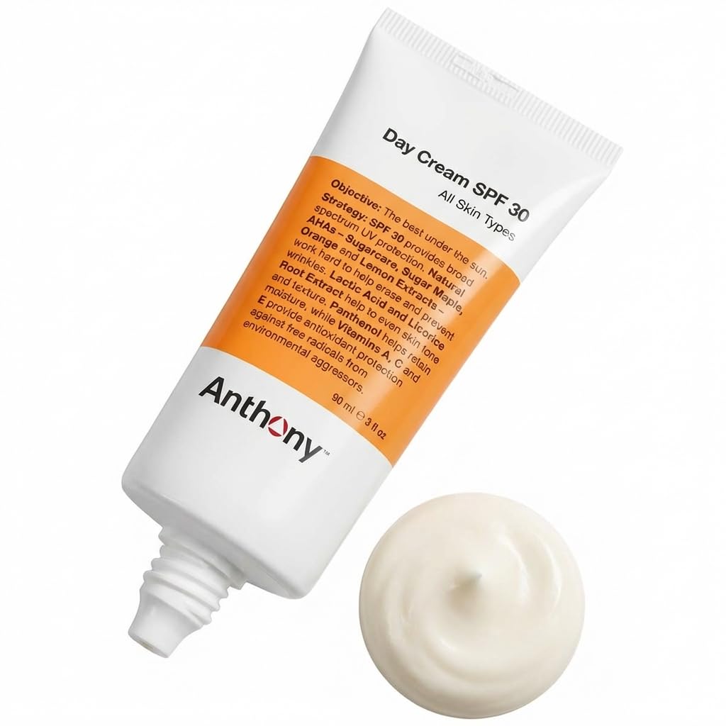 Anthony Day Cream SPF 30 Men’s Face Moisturizer with Sunscreen – Anti-aging Face Lotion and Broad-Spectrum Sunblock – Lightweight, Non-Comedogenic Formula for All Skin Types – 3 Fl Oz