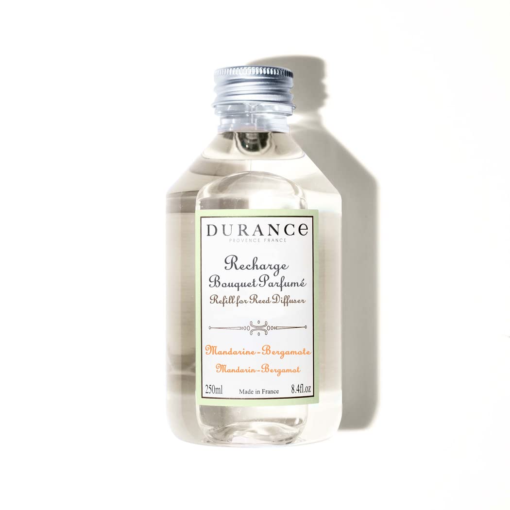 DURANCE Mandarin and Bergamot Reed Diffuser Refill 250ml - Aromatherapy Scented Oil For Reed Diffusers - Fresh & Long Lasting Fragrance