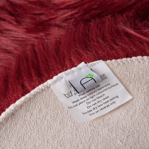 Ashler Faux Fur Rug, Fluffy Shaggy Area Rug Ultra Soft 2 X 6 Feet Sheepskin Fur Rug, Deep Red Fuzzy Rug Machine Washable Shag Rug, Nursery Decor Throw Rugs For Bedroom, Kids Room, Living Room #TOP7