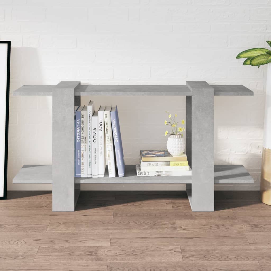 Estantería de madera gris hormigón, 100 x 30 x 51 cm, estante ancho estrecho bajo para libros y multimedia, almacenamiento práctico, estable y fácil de limpiar