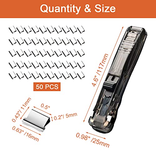 Image of Push Stapler and Binder Clips Dispenser - Desktop Stapler With 50pcs Reusable Stainless Steel Refill Clips, 40 Sheet Capacity for Office Document School Supplies (Black)