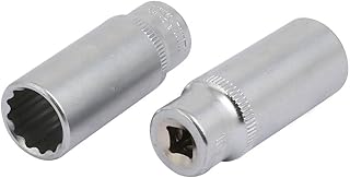 Aexit 50mm Length Hand Operated Tools 1/4-inch Square Drive 14mm 12-Point Impact Socket Silver Tone 2pcs Model:38as469qo225