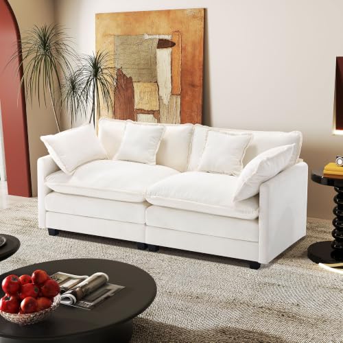 Image of Hanherry Modular Sectional Sofa,Cloud Couch for Living Room,Modern Deep Seat Sofa Chenille Fabric Comfy Couches with Throw Pillows & Movable Ottoman for Apartment