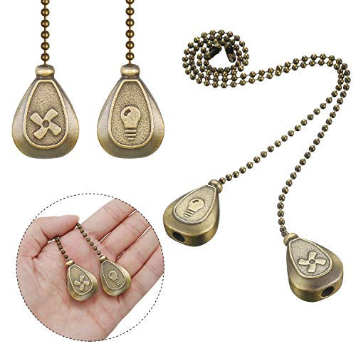 Image of 4 Pieces Ceiling Fan Pull Chain Extender Ornament 12 Inch Ceiling Pull Chain Extension Classic Drop Shaped Pendant Beaded Ball Cord for Fan light lamp decorative with Connector(Bronze)
