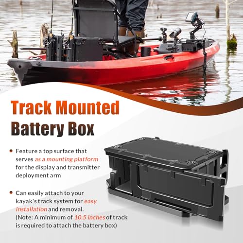 Image of Track Mounted Battery Box for Fish Finders, Replace for YakAttack CellBlok (CLB-1002), Compatible with YakAttack Switchblade Transducer Arm, Fit for Most 7, 9, or 10 Ah 12v Batteries