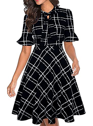 Image of Women Summer Floral Ruffle Sleeve Wear to Work Church Wedding Guest Party Dresses