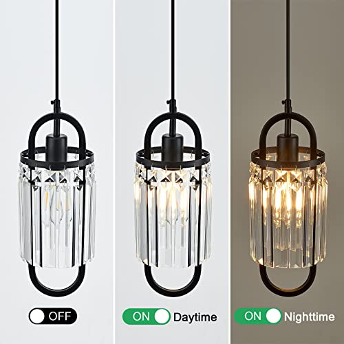 Faibra Modern Crystal Pendant Light Mini Chandelier Pendant Lighting For Kitchen Island Bar Hallway Balcony Dinning Room Bedroom Kitchen Sink Lighting (Black 3-Pack) #TOP2