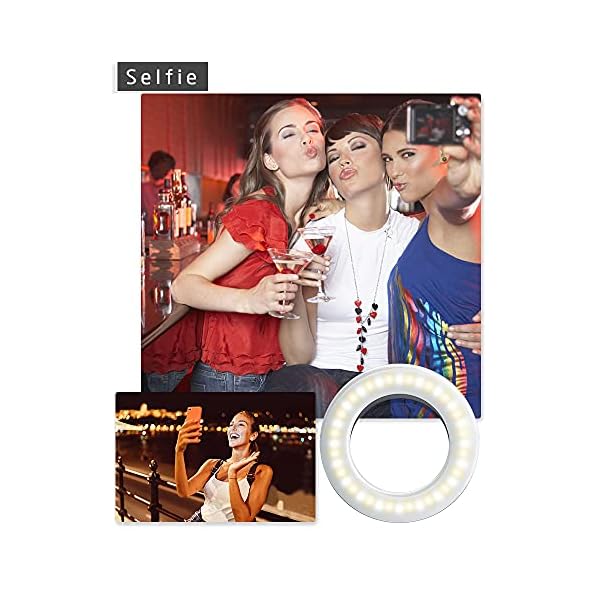 XINBAOHONG Selfie Licht Handy Ringlicht Handy 40 LED Ringleuchte mit 3 Stuff Helligkeit USB Wiederaufladbar Selfie Ring Licht, für Alle Handy/Tablet/Laptop und Fotos (Weiß) – Bild 5