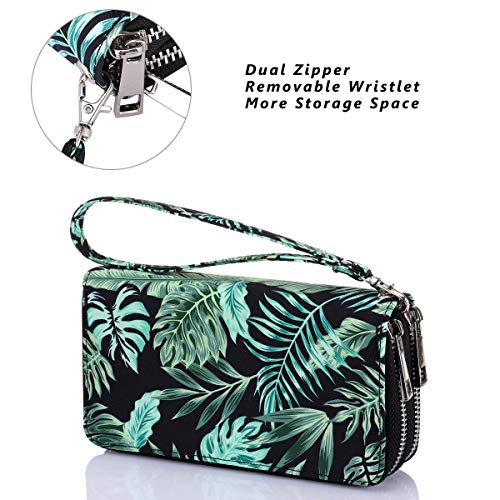 Image of Cellphone Wallet for Women Dual Zipper Long Purse with Removable Wristlet