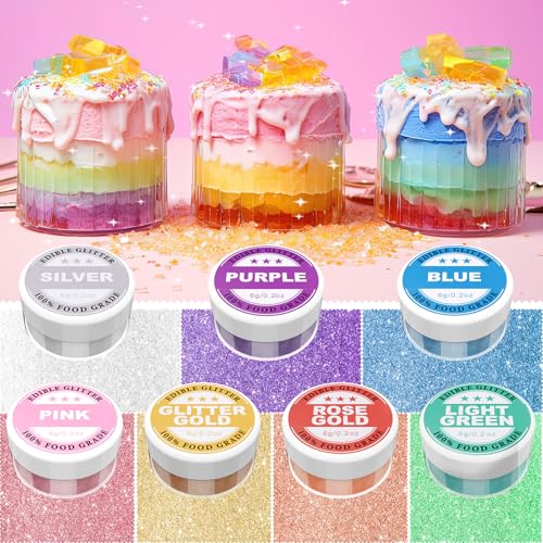 Essbarer Glitzer - 6g Lebensmittelfarbe Pulver für Schokolade, Erdbeeren, Cupcakes, Kuchen, Fondant (Gold)