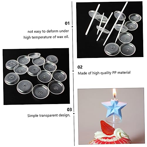 Cabilock 150 Pcs Candle Tray Candle Insert Plate Cake Candle Drip Protector Plastic Trays Cupcake Clear Plastic Tray Plastic to Go Containers Plastic Pallet with Hole Candlestick Pp