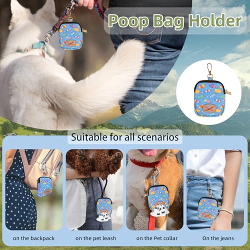 Image of Soft Poop Bag Holder for Leashes - Stylish Fashion Print Dog Waste Bag Carrier,IceCream,Medium
