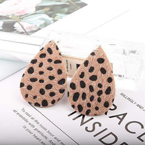 Sunssy 20 Pairs Leather Earring For Women Teardrop Leopard Print Leather Dangle Earring Lightweight (20 Pairs-2) #TOP4