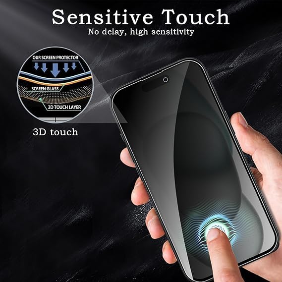 Image of [ 2+2 Pack Privacy Screen Protecor for iPhone 15 Anti-Spy Shatterproof Tempered Glass with Camera Lens Tempered Glass 9H Hardness Bubble Free Anti-Glare Case Friendly