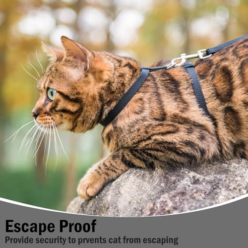 PUPTECK Adjustable Cat Harness and Leash Set Escape Proof Kitten Strap Collar for Walking Travel, Black - Image 7