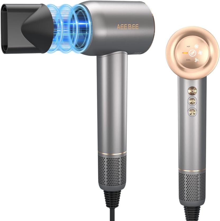 Pocket-Size High-Speed Hair Dryer, Lightweight Travel Blow Dryer with Magnetic Concentrator, Fast Drying Negative Ionic, 3 Winds & 3 Temps, Self-Cleaning, Perfect for On-the-Go