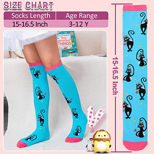 Image of MOGGEI 6 Pairs Kids Girls Knee High Socks Gift Long Crazy Silly Tall Funny Boot Cute Animal Child Fun Socks