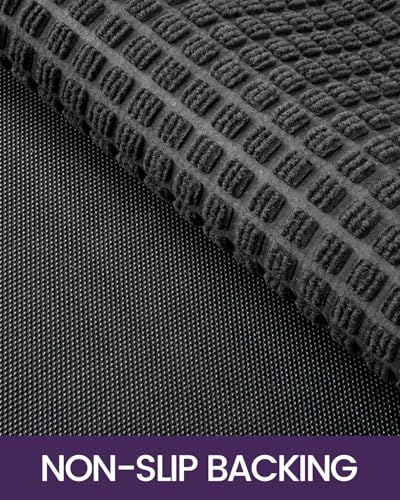 DEXI Front Door Mat Outside Entrance, 2x4 ft Rubber Entry Doormat Heavy Duty, Welcome Mats Non Slip for Inside House Floor Entryway Double Doors Exterior Patio, Squares Grey