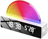 Relógio Despertador Simulador de Nascer do Sol Acordar Manhã com 2 Modos Despertar Display LED Luz Noturna Ambiente Multi-Cor Brilho Ajustável Energia USB Decoração para Casa Quarto Sala Estar Present