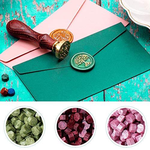 TWSOUL Wax Seal Stamp Kit, 645pcs Wax Seal Kit with Wax Sealing Beads, 12 Vintage Envelopes, Sealing Wax Warmer and 2 Metallic Pen for Stamp Seals Letter Sealing, Crafts